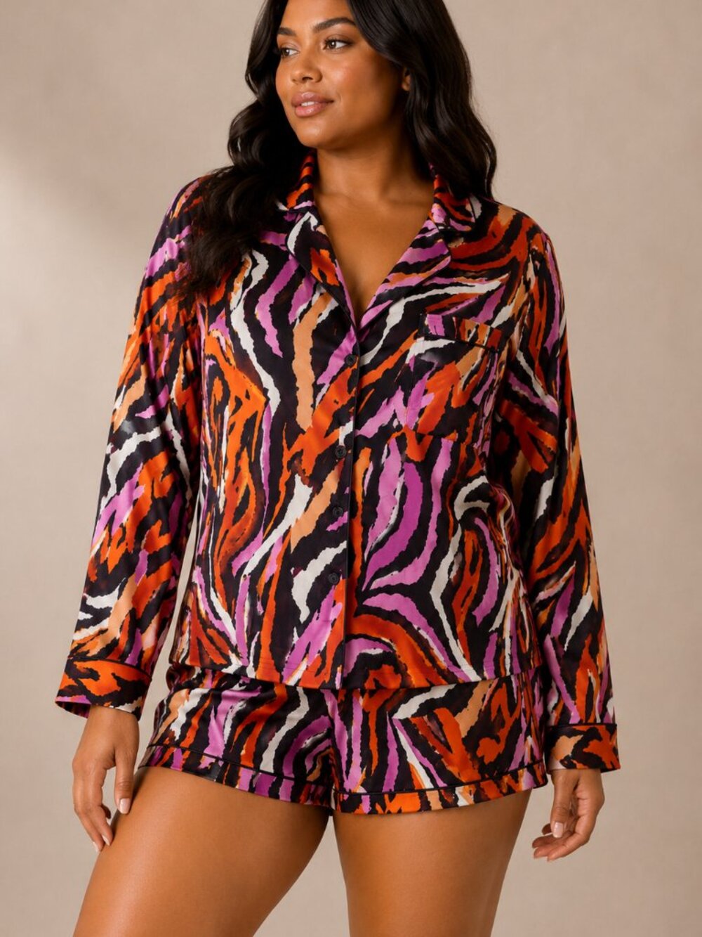 DVF for Target Zebra Pajama Top Multicolor Button Down Plus Size 1X NWT